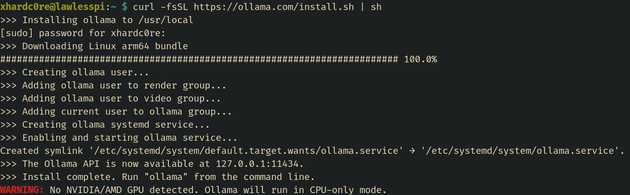 Screenshot of Ollama installation